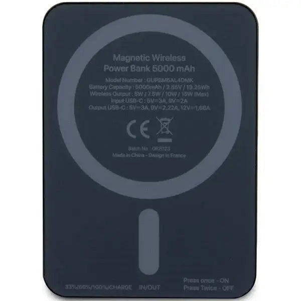 Guess MagSafe 4G Strassed Metal Logo induction power bank 15W 5000mAh - black - Powerbanks<<<HurtelXML