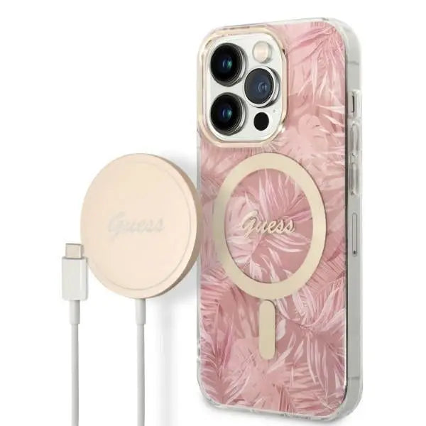 Guess MagSafe case + charger set for iPhone 14 Pro 6.1’’ - pink - Other cell phone equipment<<<HurtelXML