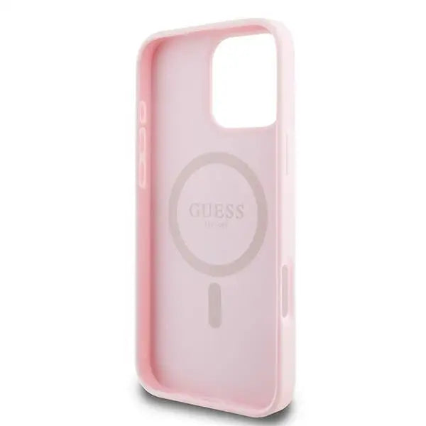 Guess MagSafe Grained Gold Ring iPhone 15 Pro Max Case - Pink - Cell phone cases and covers<<<HurtelXML