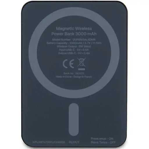 Guess MagSafe Metal Script Logo induction power bank 5W 3000mAh - black - Powerbanks<<<HurtelXML