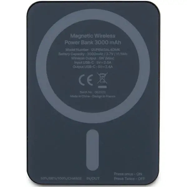 Guess MagSafe Metal Script Logo induction power bank 5W 3000mAh - black - Powerbanks<<<HurtelXML