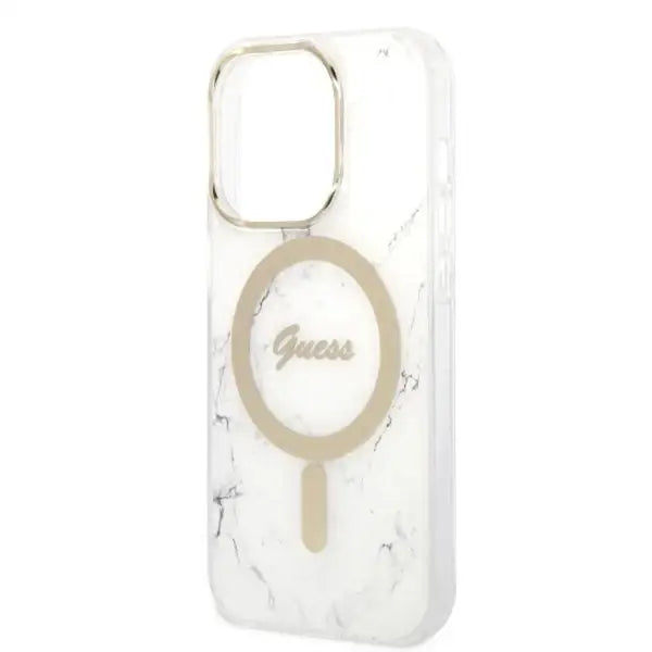 Guess Marble MagSafe Case + Charger Set for iPhone 14 Pro Max 6.7’’ - White - Cell phone USB charger<<<HurtelXML