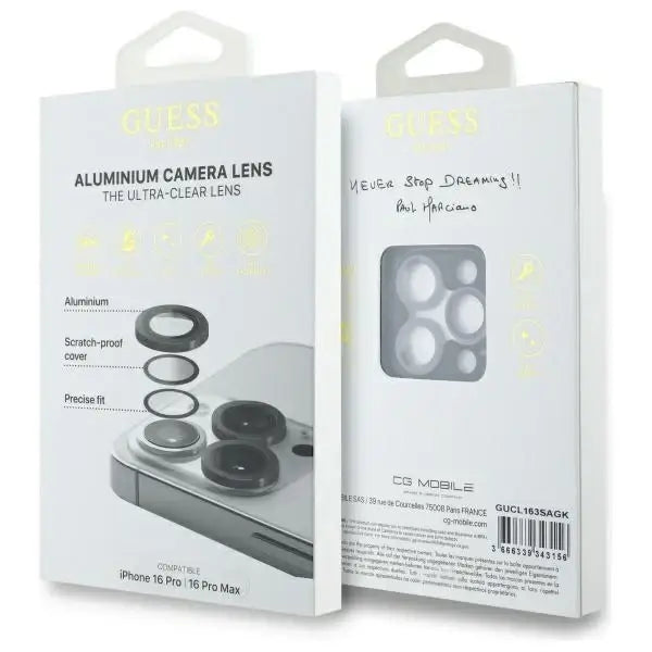 Guess Max Lens Protective Metal Camera Lens Tempered Glass for iPhone 16 Pro / 16 Pro Max - Cell phone tempered