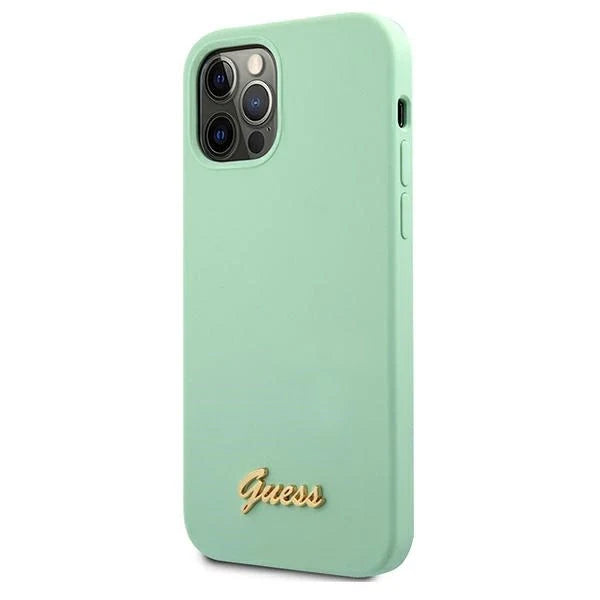 Guess Metal Logo Script Case for iPhone 12 Pro Max 6.7’’ - Green - Cell phone cases and covers<<<HurtelXML