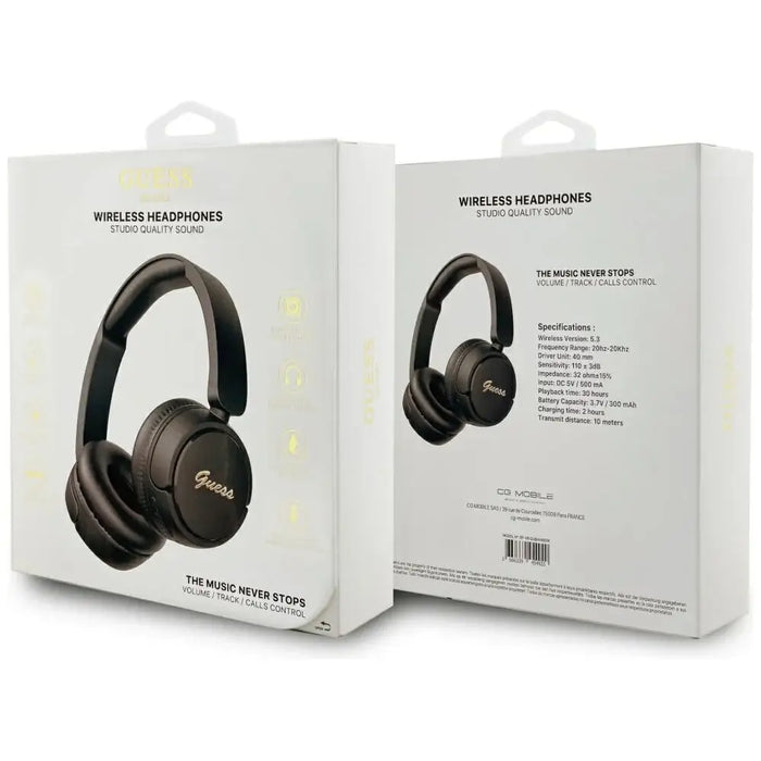 Guess Metal Logo Script Over-Ear Headphones - Black - Headphones and speakers<<<HurtelXML