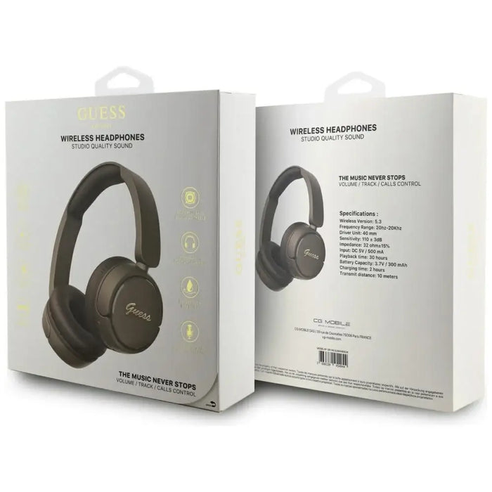 Guess Metal Logo Script Over-Ear Headphones - Brown - Headphones and speakers<<<HurtelXML
