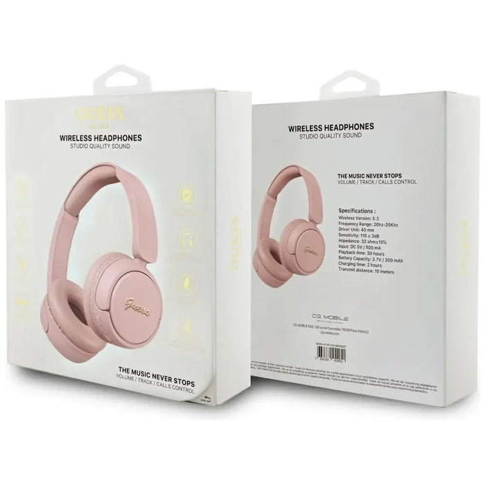 Guess Metal Logo Script Over-Ear Headphones - Pink - Headphones and speakers<<<HurtelXML