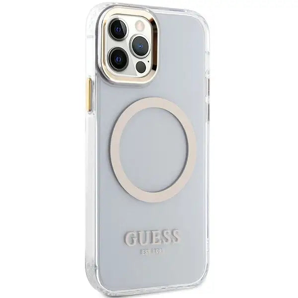 Guess Metal Outline Magsafe case for iPhone 12 / iPhone 12 Pro - gold - Cell phone cases and covers<<<HurtelXML