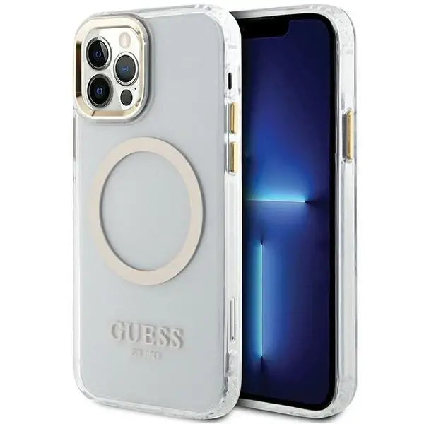 Guess Metal Outline Magsafe case for iPhone 12 / iPhone 12 Pro - gold - Cell phone cases and covers<<<HurtelXML