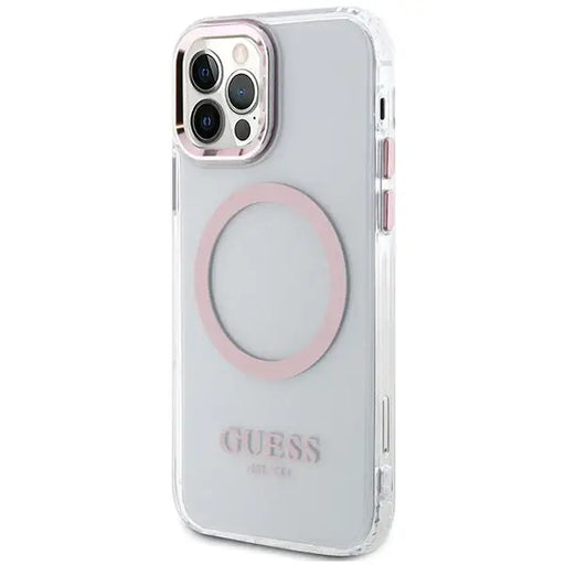 Guess Metal Outline Magsafe case for iPhone 12 / iPhone 12 Pro - pink - Cell phone cases and covers<<<HurtelXML