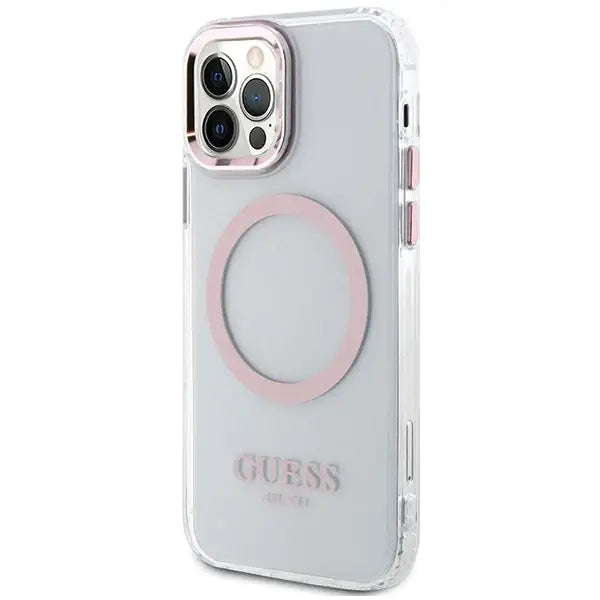 Guess Metal Outline Magsafe case for iPhone 12 / iPhone 12 Pro - pink - Cell phone cases and covers<<<HurtelXML