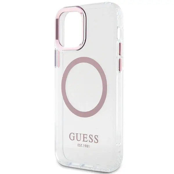 Guess Metal Outline Magsafe case for iPhone 12 / iPhone 12 Pro - pink - Cell phone cases and covers<<<HurtelXML