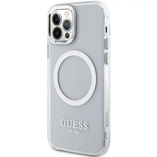 Guess Metal Outline Magsafe case for iPhone 12 / iPhone 12 Pro - silver - Cell phone cases and covers<<<HurtelXML