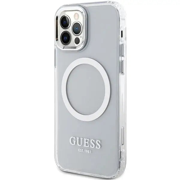Guess Metal Outline Magsafe case for iPhone 12 / iPhone 12 Pro - silver - Cell phone cases and covers<<<HurtelXML