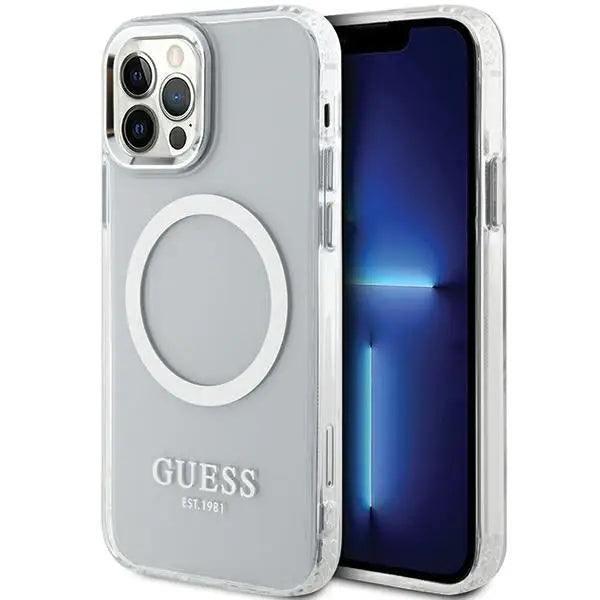 Guess Metal Outline Magsafe case for iPhone 12 / iPhone 12 Pro - silver - Cell phone cases and covers<<<HurtelXML