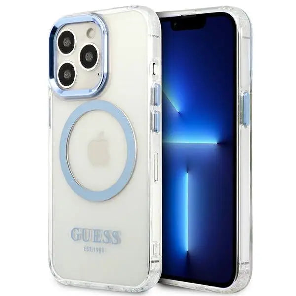 Guess Metal Outline MagSafe case for iPhone 13 Pro / iPhone 13 - blue - Cell phone cases and covers<<<HurtelXML