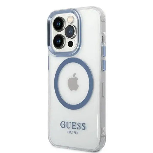 Guess Metal Outline MagSafe case for iPhone 14 Pro - blue - Cell phone cases and covers<<<HurtelXML