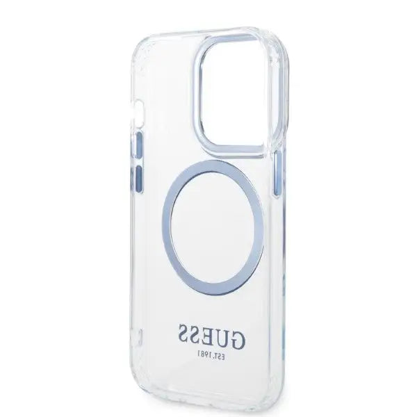 Guess Metal Outline MagSafe case for iPhone 14 Pro - blue - Cell phone cases and covers<<<HurtelXML