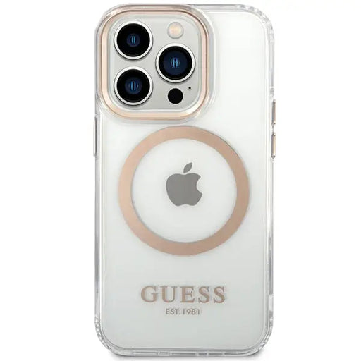 Guess Metal Outline Magsafe case for iPhone 15 / 14 / 13 - gold - Cell phone cases and covers<<<HurtelXML