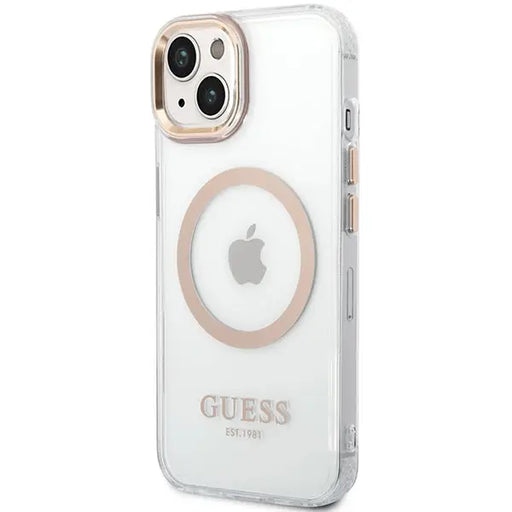 Guess Metal Outline MagSafe case for iPhone 15 Plus / 14 Plus - gold - Cell phone cases and covers<<<HurtelXML