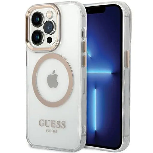 Guess Metal Outline MagSafe case for iPhone 15 Pro - gold - Cell phone cases and covers<<<HurtelXML