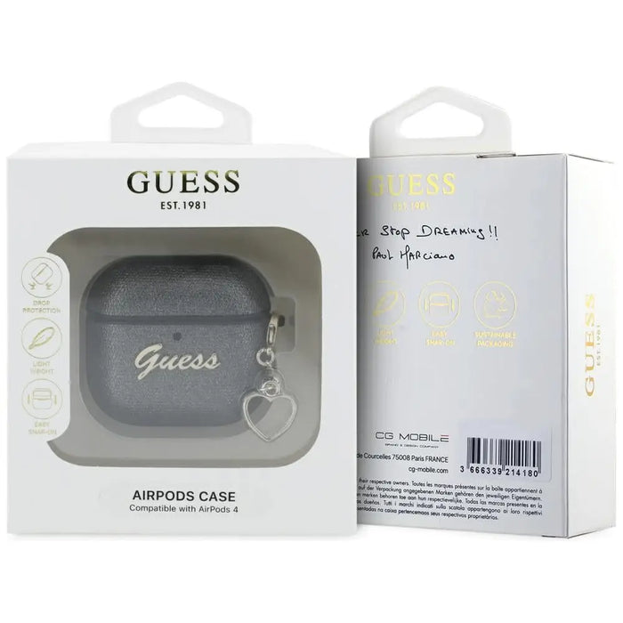 Guess Metallic Script Charm Case for AirPods 4 - Black - Cell phone cases and covers<<<HurtelXML