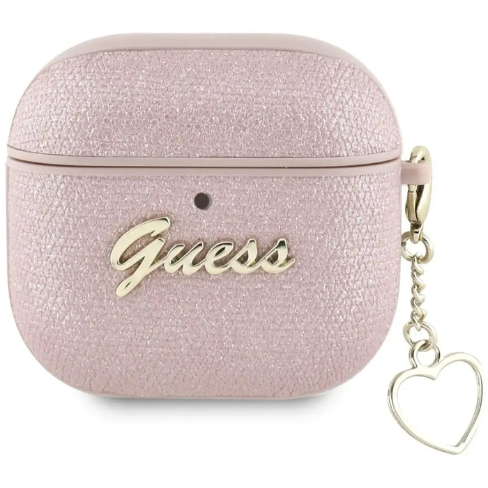 Guess Metallic Script Charm Case for AirPods 4 - Pink - Cell phone cases and covers<<<HurtelXML