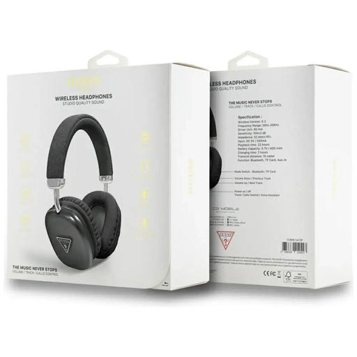 Guess Metallic Triangle Logo Over-Ear Headphones - Black - Headphones and speakers<<<HurtelXML