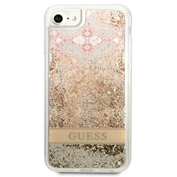 Guess Paisley Liquid Glitter case for iPhone SE 2022 / SE 2020 / 7 / 8 - gold - Cell phone cases and covers<<<HurtelXML