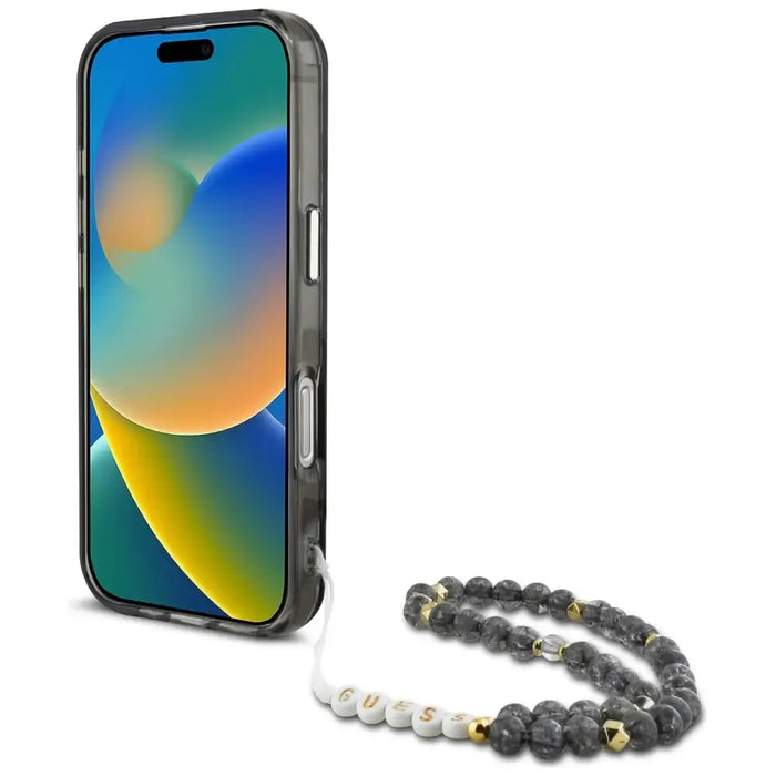 Guess Palm Trees Triangle Pearl Strap MagSafe case for iPhone 16 Pro black - Cell phone cases and covers<<<HurtelXML