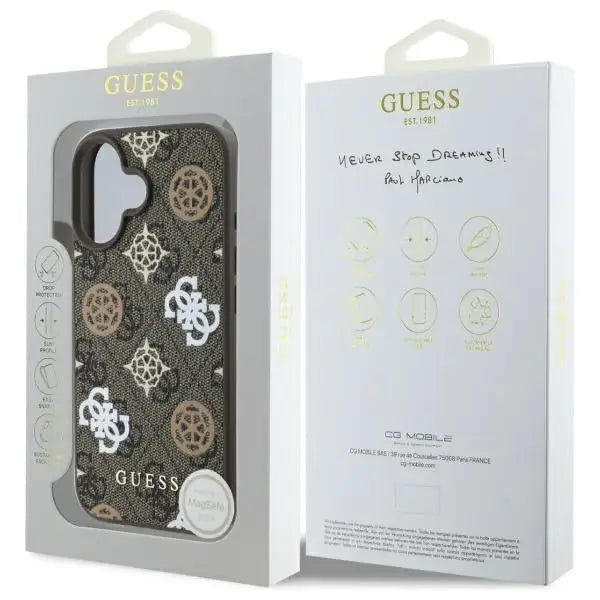 Guess Peony On 4G Background MagSafe case for iPhone 16 - brown - Cell phone cases and covers<<<HurtelXML