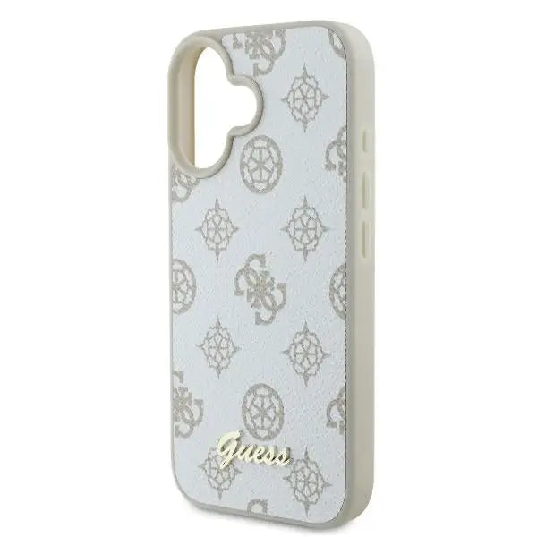 Guess Peony Script Logo MagSafe iPhone 16 Case - White - Cell phone cases and covers<<<HurtelXML