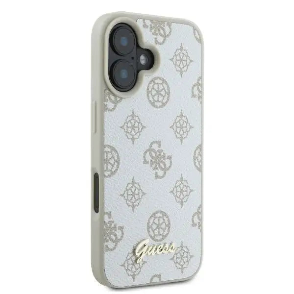 Guess Peony Script Logo MagSafe iPhone 16 Case - White - Cell phone cases and covers<<<HurtelXML