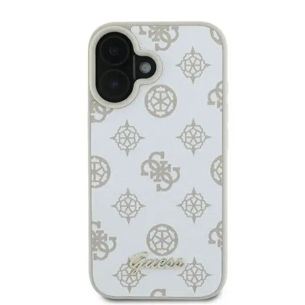 Guess Peony Script Logo MagSafe iPhone 16 Case - White - Cell phone cases and covers<<<HurtelXML