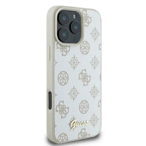 Guess Peony Script Logo MagSafe iPhone 16 Pro Case - White - Cell phone cases and covers<<<HurtelXML