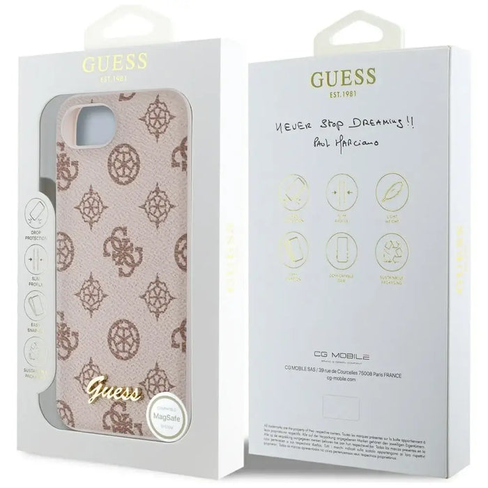 Guess Peony Script Logo MagSafe iPhone 16e Case - Brown - Cell phone cases and covers<<<HurtelXML
