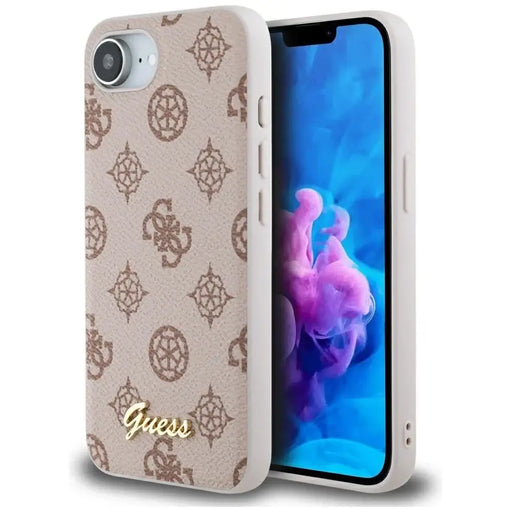 Guess Peony Script Logo MagSafe iPhone 16e Case - Brown - Cell phone cases and covers<<<HurtelXML