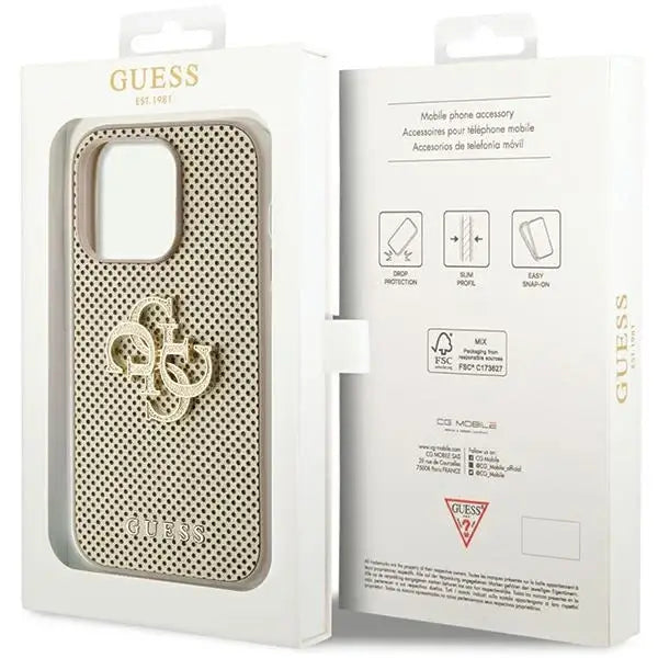Guess Perforated 4G Glitter case for iPhone 15 Pro - gold - Cell phone cases and covers<<<HurtelXML