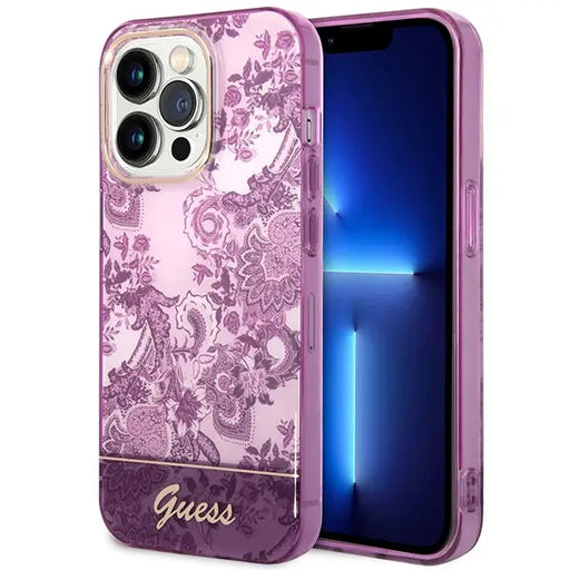 Guess Porcelain Collection case for iPhone 14 Pro Max - fuchsia - Cell phone cases and covers<<<HurtelXML