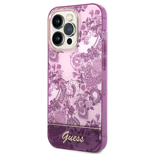 Guess Porcelain Collection case for iPhone 14 Pro Max - fuchsia - Cell phone cases and covers<<<HurtelXML