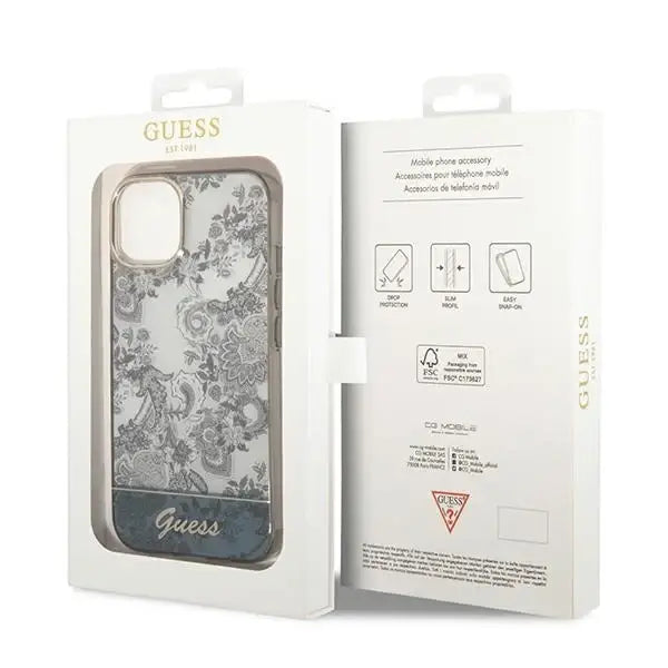 Guess Porcelain Collection iPhone 14 / 15 / 13 6.1’’ Case - Gray - Cell phone cases and covers<<<HurtelXML