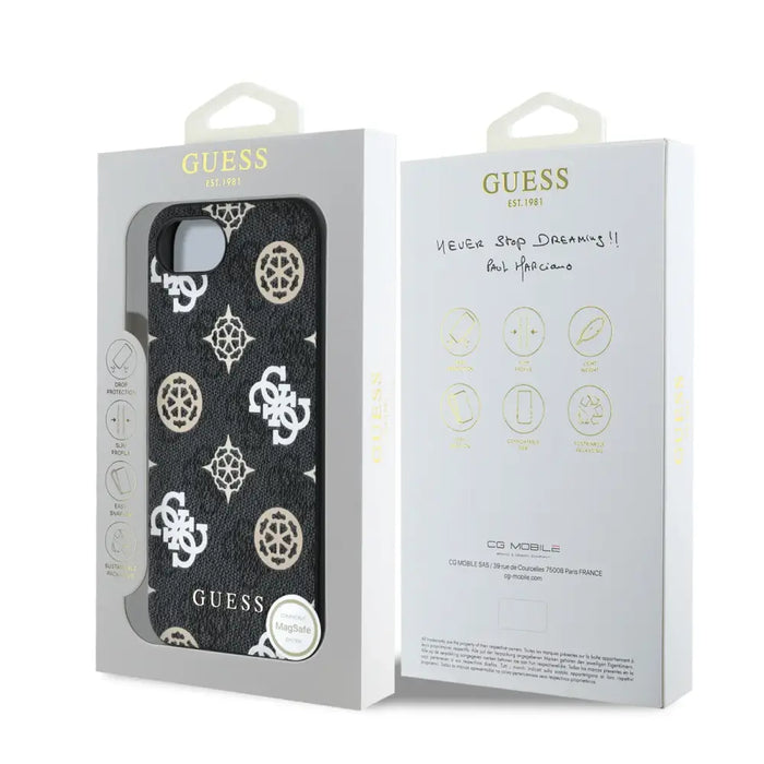 Guess PU 4G Peony case with MagSafe for iPhone 16e - black - Cell phone cases and covers<<<HurtelXML