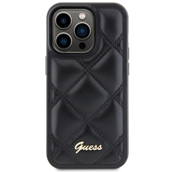 Guess Quilted Metal Logo case for iPhone 15 Pro - black - Cell phone cases and covers<<<HurtelXML