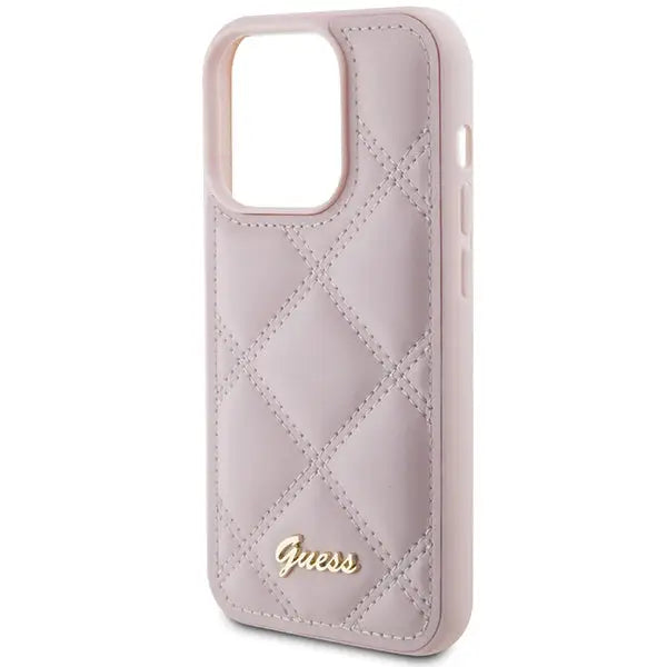 Guess Quilted Metal Logo case for iPhone 15 Pro Max - pink - Cell phone cases and covers<<<HurtelXML