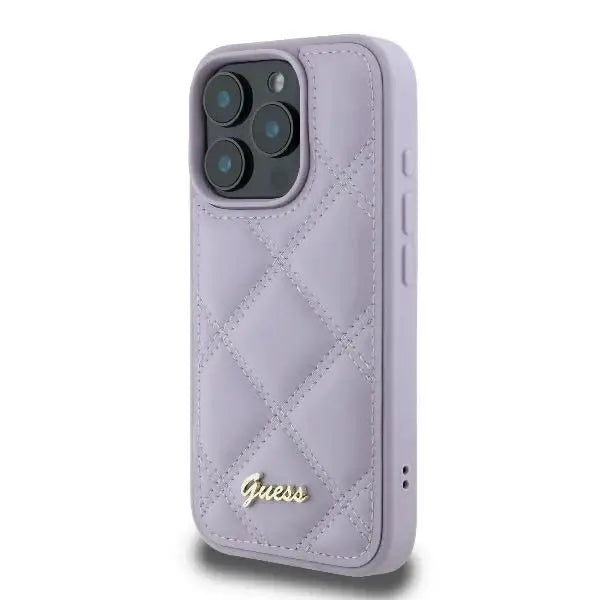 Guess Quilted Metal Logo case for iPhone 16 Pro - light purple - Cell phone cases and covers<<<HurtelXML