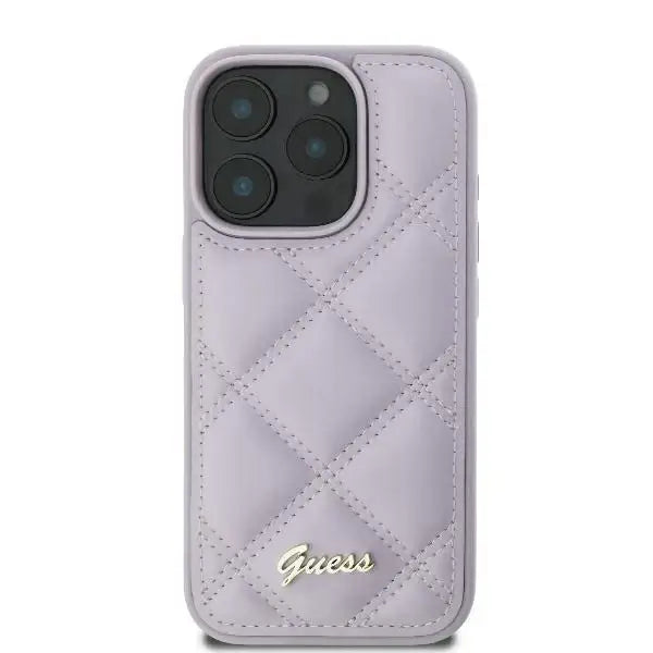 Guess Quilted Metal Logo case for iPhone 16 Pro - light purple - Cell phone cases and covers<<<HurtelXML