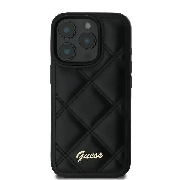 Guess Quilted Metal Logo Case for iPhone 16 Pro Max - Black - Cell phone cases and covers<<<HurtelXML