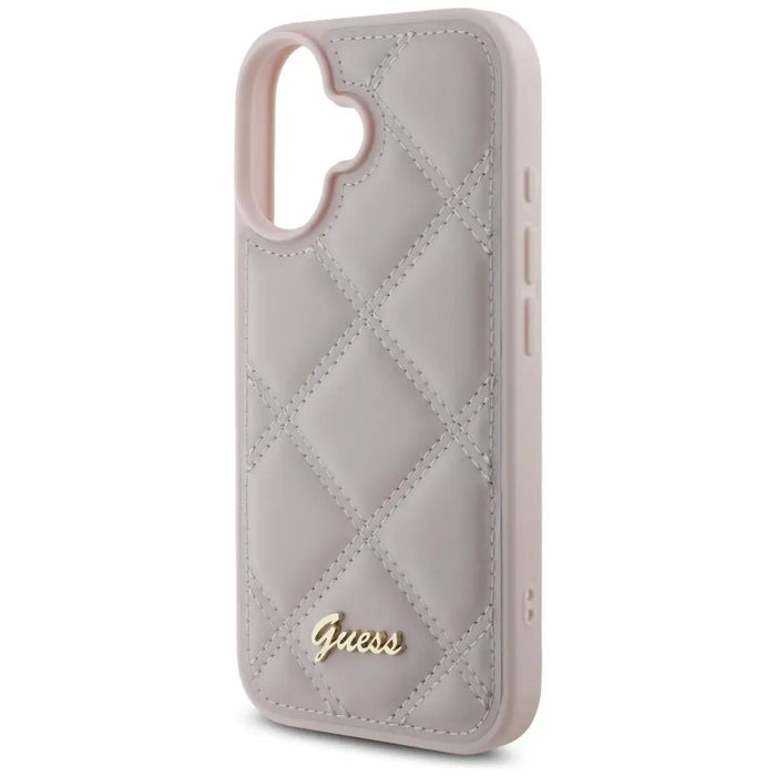 Guess Quilted Metal Logo iPhone 16 Case - Pink - Cell phone cases and covers<<<HurtelXML