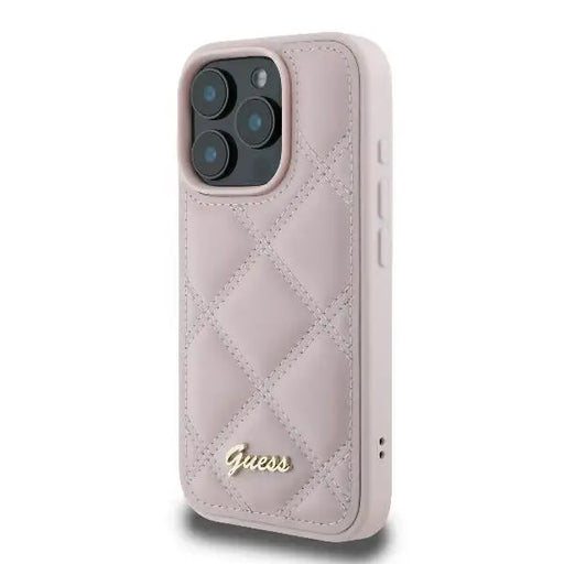 Guess Quilted Metal Logo iPhone 16 Pro Case - Pink - Cell phone cases and covers<<<HurtelXML