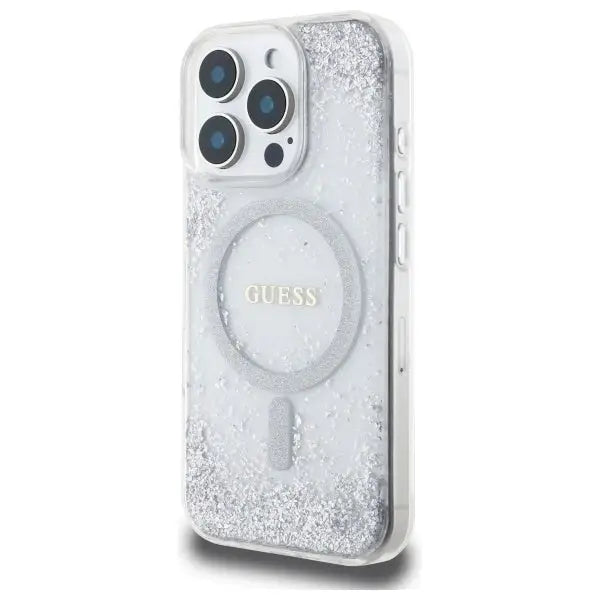 Guess Resin Gradient Glitter MagSafe case for iPhone 16 Pro - silver - Cell phone cases and covers<<<HurtelXML